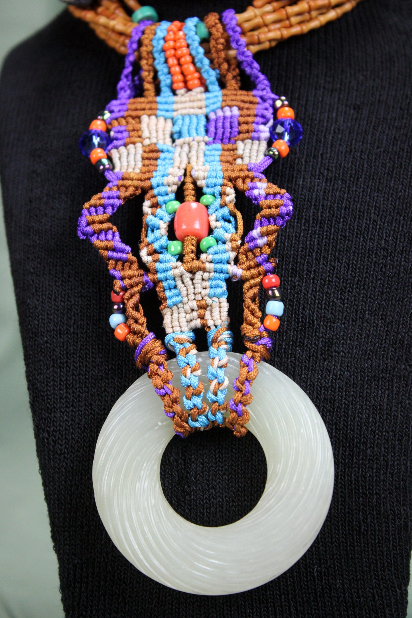 Handcrafted Ring-Shaped Jade Pendant Necklace