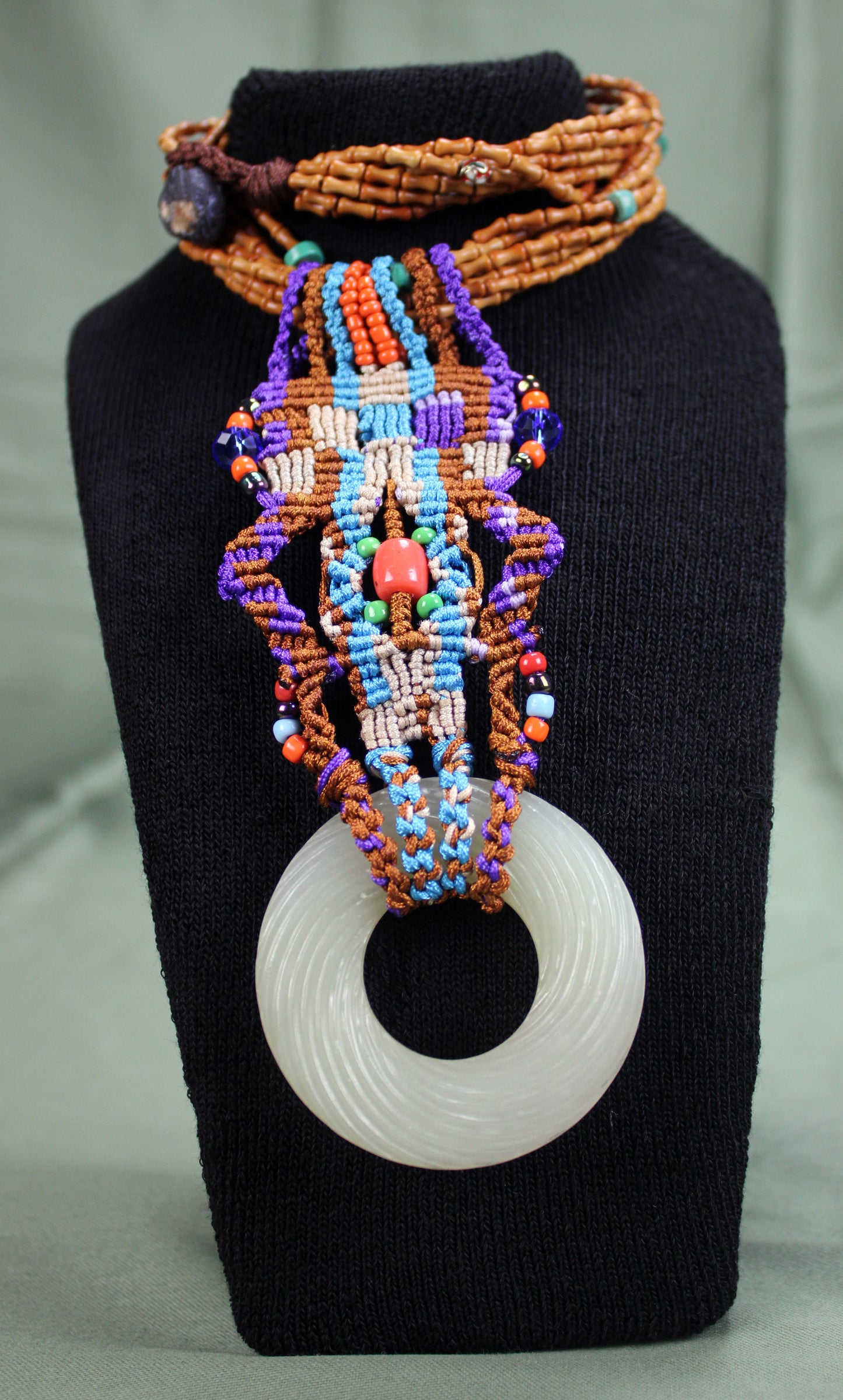 Handcrafted Ring-Shaped Jade Pendant Necklace