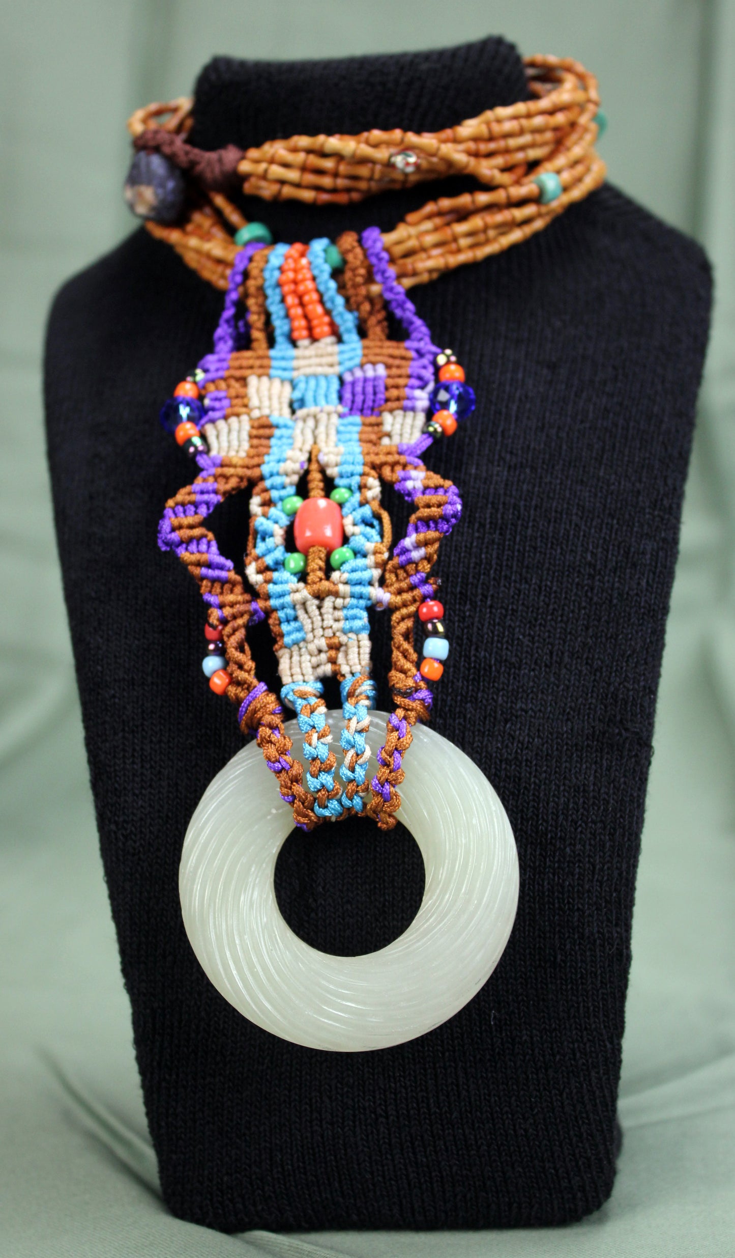 Handcrafted Ring-Shaped Jade Pendant Necklace