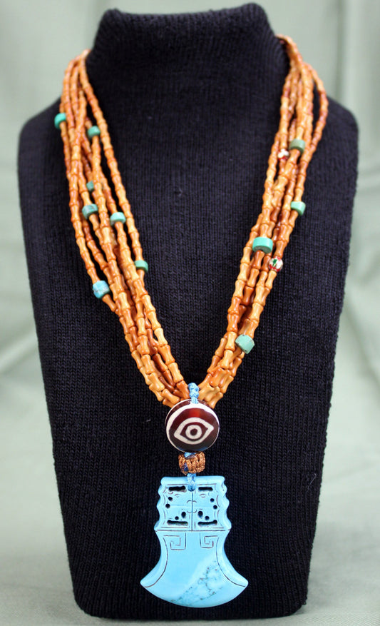 Turquoise Axe-Shaped Pendant Necklace